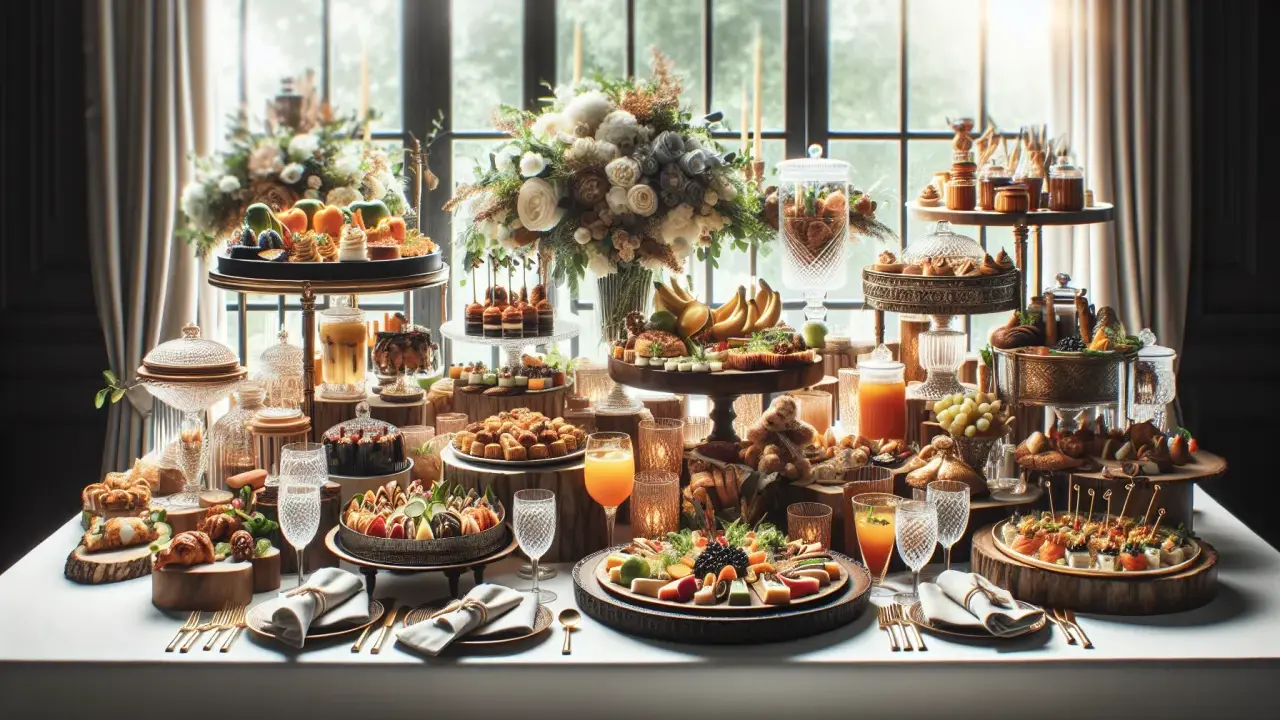 Elegancki stół z przekąskami i deserami. Zastanawiasz się, czy od cateringu można odliczyć VAT?
