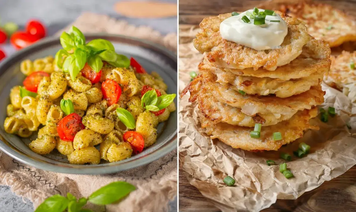 Makaron z pesto i pomidorkami lub stos placków ziemniaczanych ze śmietaną – co zrobić jutro na obiad?