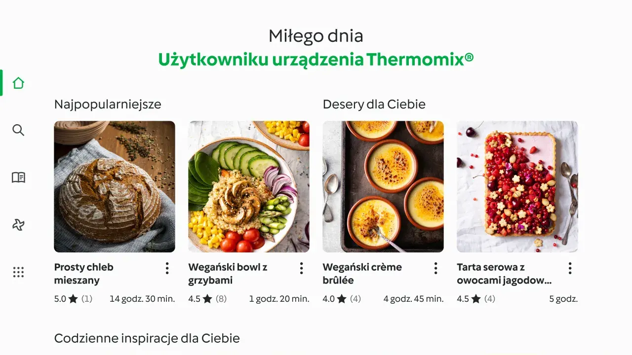 Zobacz, co można ugotować w Thermomixie: chleb, wegański bowl, crème brûlée i tartę. Codzienne inspiracje dla Ciebie.