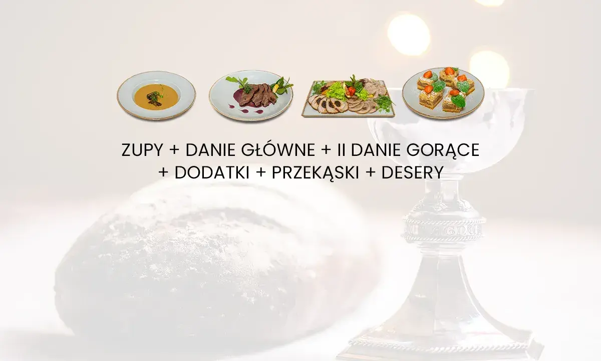 Zupy, dania główne, gorące, dodatki, przekąski i desery. Dowiedz się, ile kosztuje catering na komunie, by zaplanować wyjątkowe przyjęcie.