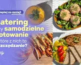 Catering dietetyczny czy samodzielne gotowanie? Sprawdź, ile kosztuje i co się bardziej opłaca. Dania na talerzach.
