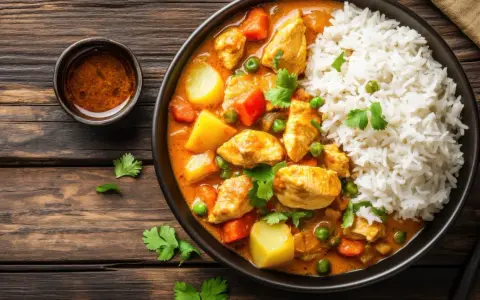 Pyszne curry z kurczakiem i warzywami, podane z ryżem. Idealne danie, gdy zastanawiasz się, co ugotować na bierzmowanie.