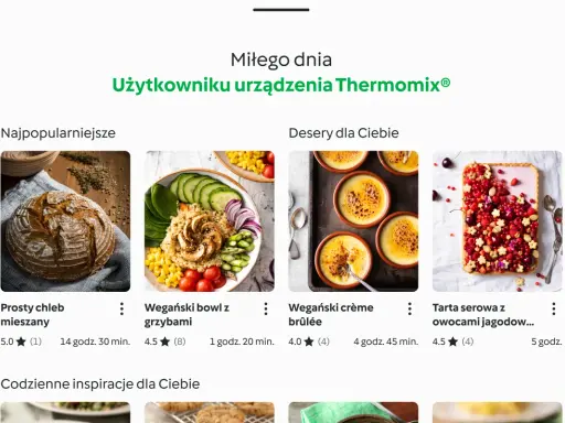 Zobacz, co można ugotować w Thermomixie: chleb, wegański bowl, crème brûlée i tartę. Codzienne inspiracje dla Ciebie.