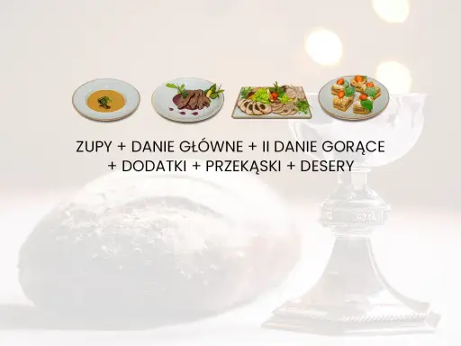 Zupy, dania główne, gorące, dodatki, przekąski i desery. Dowiedz się, ile kosztuje catering na komunie, by zaplanować wyjątkowe przyjęcie.
