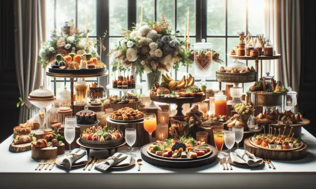 Elegancki stół z przekąskami i deserami. Zastanawiasz się, czy od cateringu można odliczyć VAT?