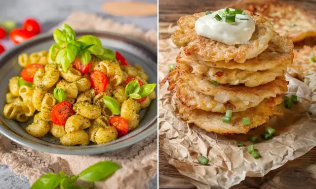 Makaron z pesto i pomidorkami lub stos placków ziemniaczanych ze śmietaną – co zrobić jutro na obiad?