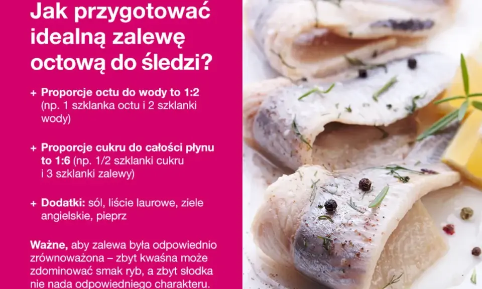 Świeże śledzie w zalewie octowej, z dodatkiem ziół i pieprzu. Przepis na idealną zalewę do śledzi.